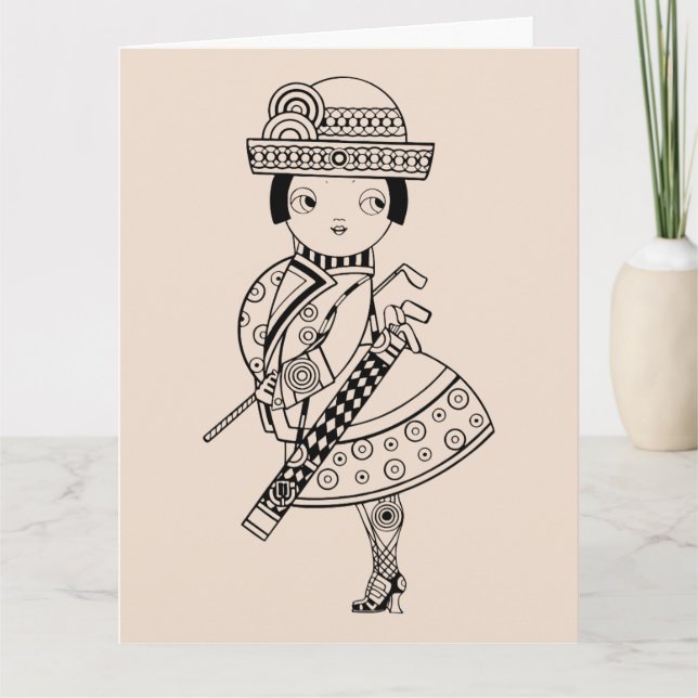CARTE DE VOEUX DRÔLE DE GOLFEUSE POUR ELLE (Devant)
