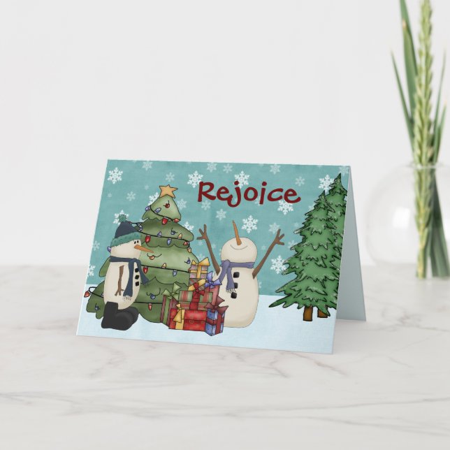 Carte de voeux drôle de Noël de bonhomme de neige (Devant)