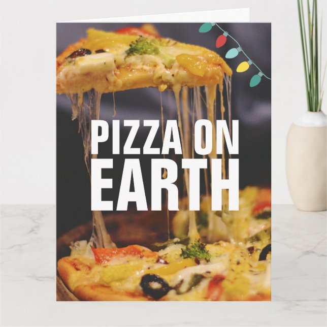 Carte de vœux drôle de Noël Pizza (Devant)