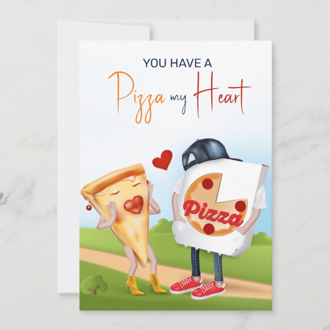 Carte de vœux drôle de pizza d'amour (Devant)