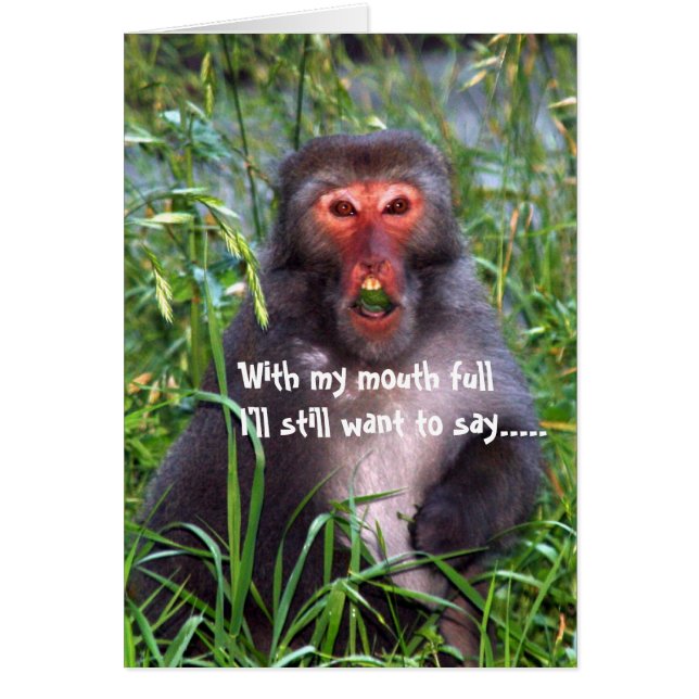 Carte de voeux drôle de Tout-Occasion de singe (Devant)