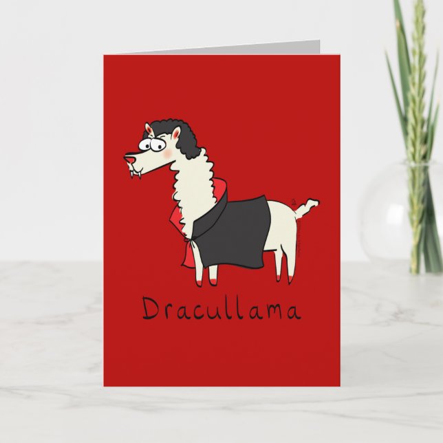 Carte de vœux drôle d'Halloween Dracullama pour la (Devant)