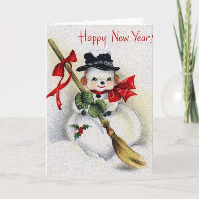 Carte de voeux Drôle Snowman Bonne année! (Devant)