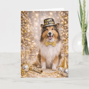 Carte de vœux du colley - Bonne année chien