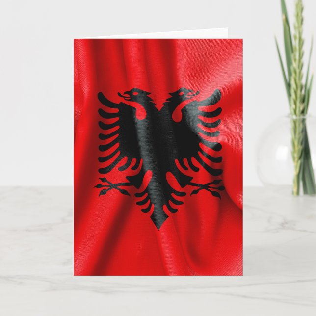Carte de voeux du drapeau d'Albanie (Devant)