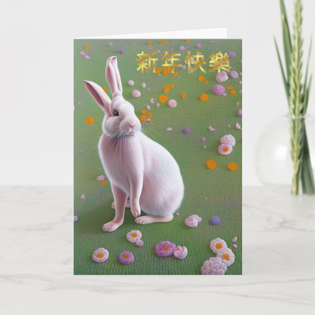 Carte de vœux du lapin du Nouvel An chinois (Devant)