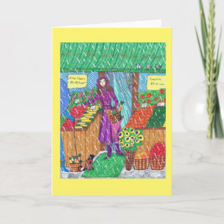 Carte de voeux du marché de New York avec la femme