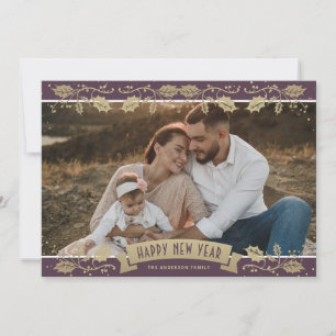 Carte de vœux du Nouvel An élégante avec photo bot