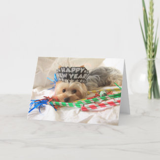 Carte de vœux du Nouvel An pour Yorkie