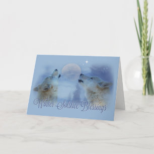 Carte de vœux du solstice d'hiver Loups