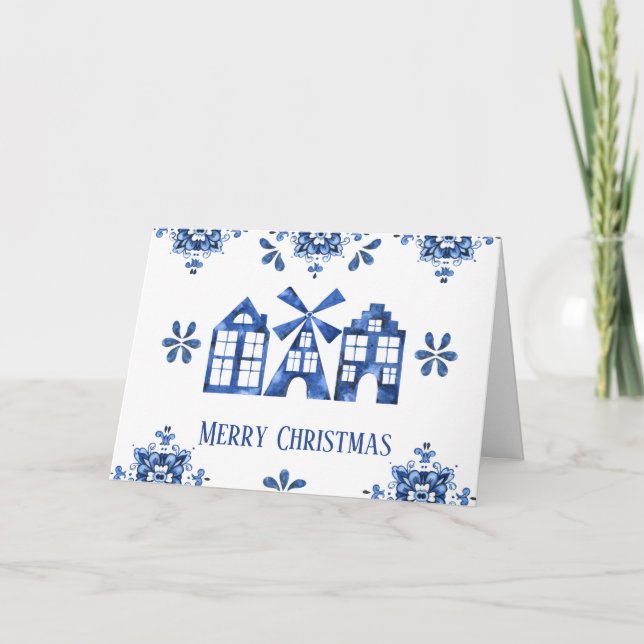 Carte de voeux Dutch Delft Blue Holiday (Devant)