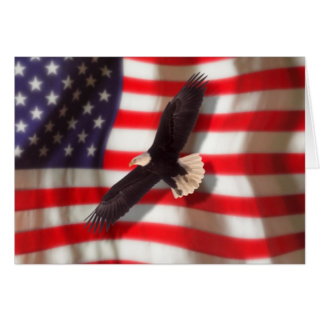 Carte de voeux Eagle et American Flag (Devant horizontal)