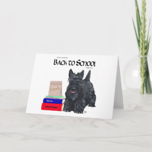 Carte de voeux écossaise Terrier Retour à l'école