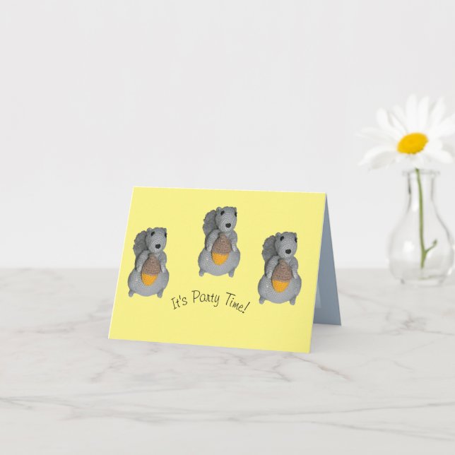 Carte de voeux - Écureuils de jouets avec Acorns (Petite plante)