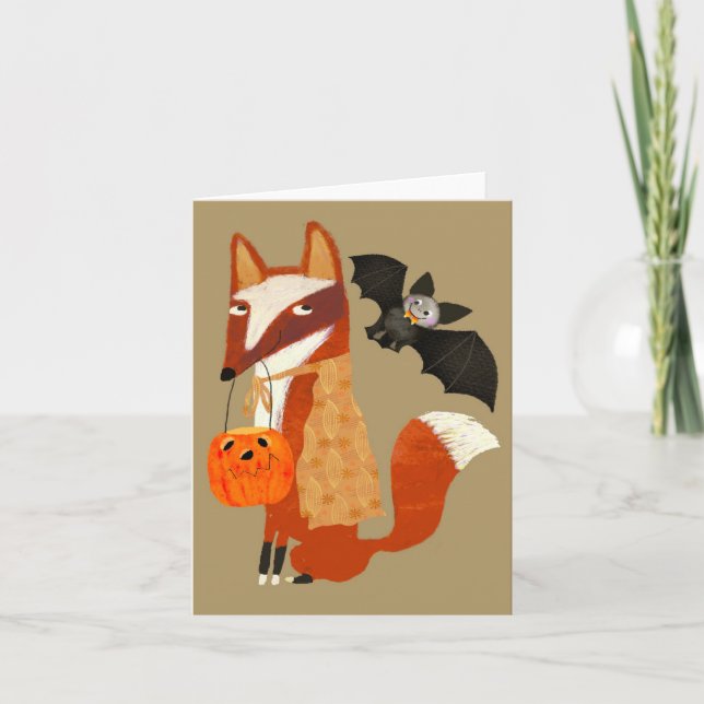 Carte de voeux éffrayant Halloween Cute Fox BLANK (Devant)