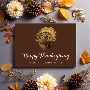 Carte de vœux élégante de dinde Joyeux Thanksgivin