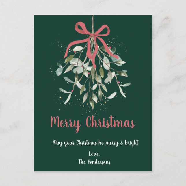 Carte de vœux élégante Gui Joyeux Noël (Devant)