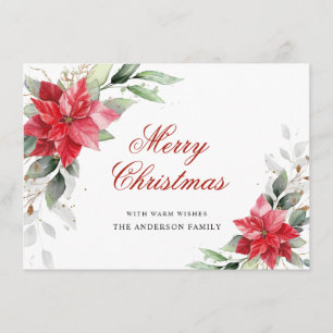 Carte de vœux élégante Poinsettia Noël Gui