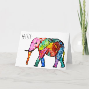 Carte de voeux Eléphant mignonne et colorée