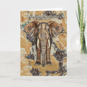 Carte de voeux Elephant, Peint Anniversaire Imprim