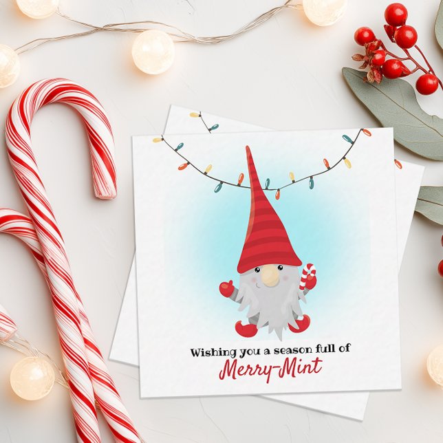 Carte de vœux elfique pleine de menthe festive (Merry Mint Candy Cane Card)