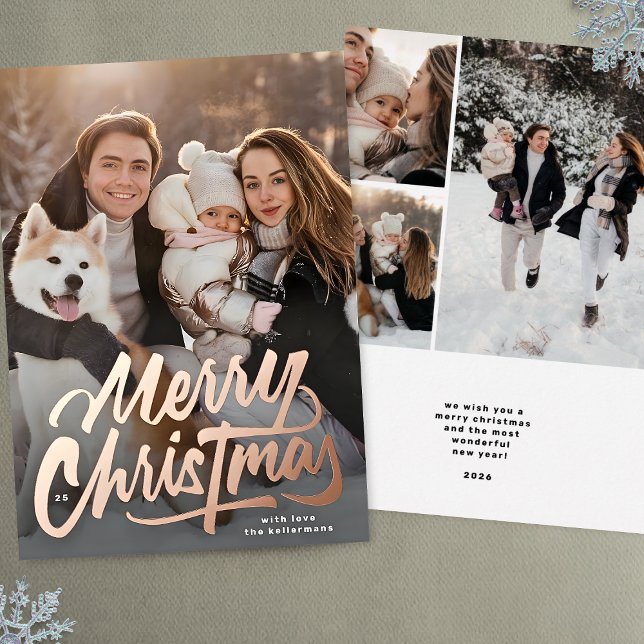 Carte De Vœux En Aluminium 4 Photo Family Collage Merry Christmas (Créateur téléchargé)