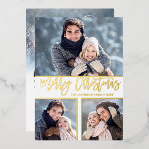 Carte De Vœux En Aluminium 4 PHOTO Simply Elegant Sparkle Christmas Gold