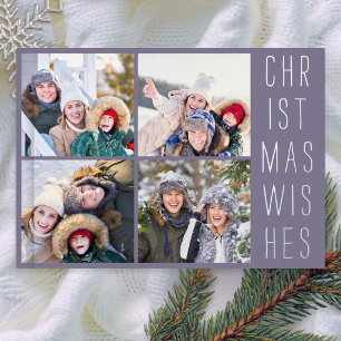 Carte De Vœux En Aluminium 4 photos en collage Noël moderne lavande poussiére