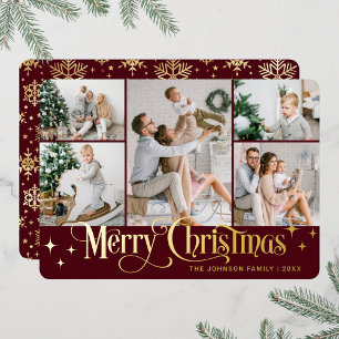 Carte De Vœux En Aluminium 5 PHOTO Sparking Joyeux or de Noël