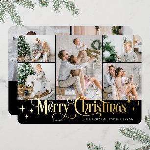 Carte De Vœux En Aluminium 7 PHOTO Sparking Joyeux or de Noël