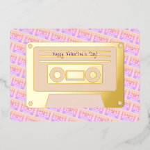 90s Y2k Cassette Rose Joyeuse Saint-Valentin Or