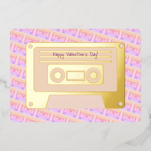 Carte De Vœux En Aluminium 90s Y2k Cassette Rose Joyeuse Saint-Valentin Or