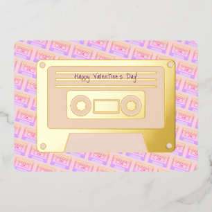 Carte De Vœux En Aluminium 90s Y2k Cassette rose joyeux Valentines Jour Or