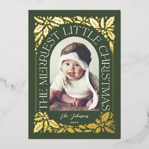 Carte De Vœux En Aluminium À feuillage persistant Merriest Little Christmas A
