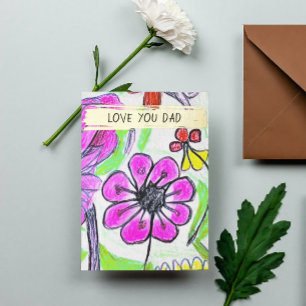 Carte De Vœux En Aluminium Ajouter le dessin de votre enfant photo mignon pap