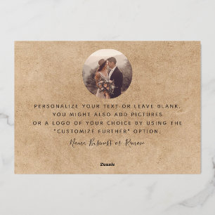 Carte De Vœux En Aluminium Ajouter photo Script moderne minimaliste Merci rus