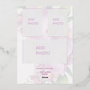 Carte De Vœux En Aluminium Ajouter Photos Mariage Just Married Faire-part car