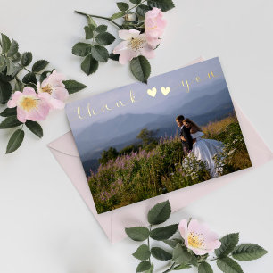 Carte De Vœux En Aluminium Ajouter Photos minimal moderne Mariage de script M