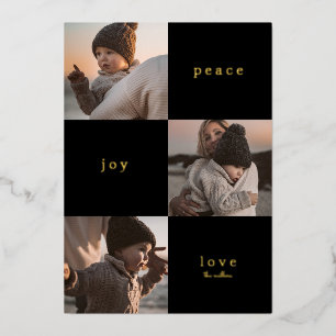 Carte De Vœux En Aluminium AJOUTER VOTRE PHOTO   Joyeux Noël PAIX JOIE AMOUR