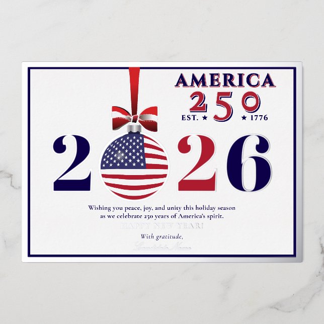 Carte De Vœux En Aluminium America 250 Patriotic Holiday 2025 Blue Democratic (Recto)