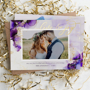 Carte De Vœux En Aluminium Améthyste et Glam d'or 2 Photo