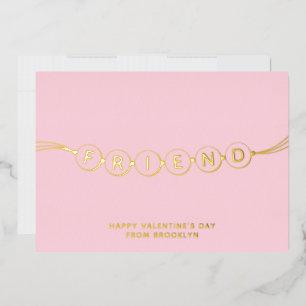 Carte De Vœux En Aluminium Ami mignon bracelet d'amitié rose Valentine