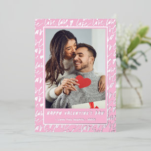 Carte De Vœux En Aluminium Amour rose et argent pour photo de la Saint-Valent