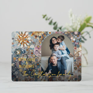 Carte De Vœux En Aluminium Amusant coloré Abstrait hiver Wonderland Art Gold