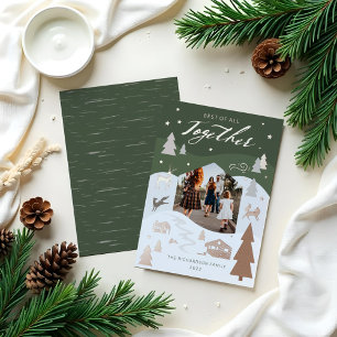 Carte De Vœux En Aluminium Animaux de la forêt et village cosy Simple Joy & C