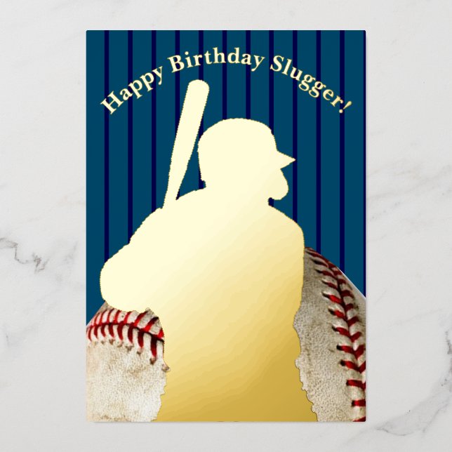 Carte De Vœux En Aluminium Anniversaire du baseball (Recto)
