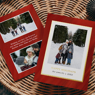 Carte De Vœux En Aluminium Aquarelle Cadre en velours rouge 3 Photos Noël