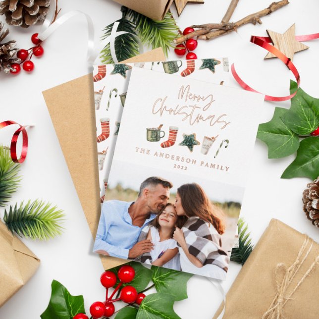 Carte De Vœux En Aluminium Aquarelle cookie de Noël 1 photo (Créateur téléchargé)