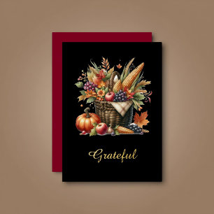Carte De Vœux En Aluminium Aquarelle gothique de Thanksgiving de Cornucopia f