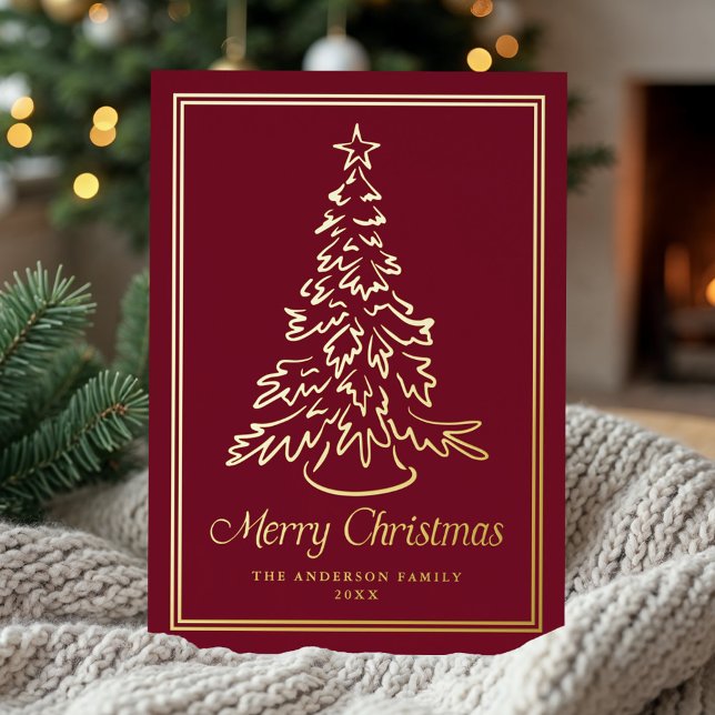 Carte De Vœux En Aluminium Arbre de Noël classique Cranberry non photo (Créateur téléchargé)